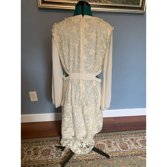 Alexis Cream Lace Cut Out Long Sleeve Dress, size L - Picture 5 of 7